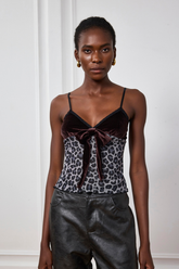 Kahlani Leoparden-Mesh-Spaghetti-Top