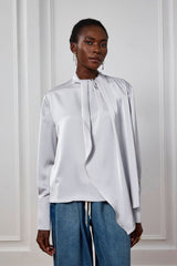 Kara Satin-Rüschentop mit Fransen