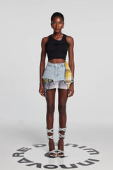 Kenna – Grid Deconstruct – Patchwork-Minirock in Blau