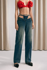 Keyla Low Rise Jeans mit Schnürung