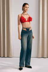 Keyla Low Rise Jeans mit Schnürung