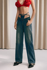 Keyla Low Rise Jeans mit Schnürung