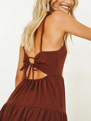 Einfarbige, anmutige Schlaghose mit Rüschen