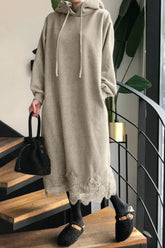 Hoodiekleid mit Spitzensaum