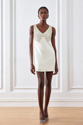 Ledini Kristall-Minikleid mit V-Ausschnitt in Weiß