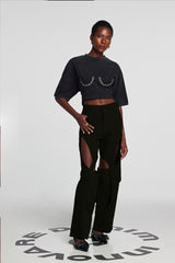 Leilany Hollow Cross-Hose in Schwarz