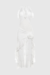 Leona Neckholder-Maxikleid mit Blumenrüschen