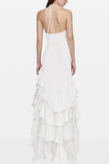 Leona Neckholder-Maxikleid mit Blumenrüschen