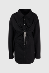 Macie – Schwarzes Minikleid mit Revers und Schleife