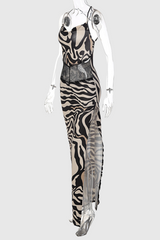 Rückenfreies, durchsichtiges Maxikleid mit Schlitz von Madilynn