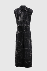 Malaya – Asymmetrisches Denim-Set mit Batikmuster