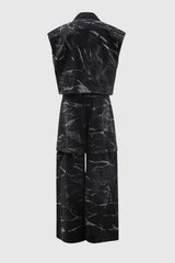 Malaya – Asymmetrisches Denim-Set mit Batikmuster