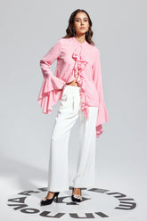 Mandy – Asymmetrisches Oberteil mit Rüschenschlitz