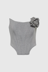 Meilani – Schulterfreies Oberteil mit Korsett und Blumenmuster