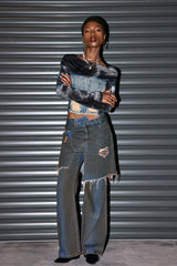 Mishka – Asymmetrische Jeans mit Fransen