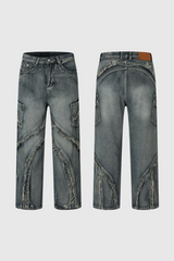 Nia – Cargo-Jeans mit weitem Bein und Fransen