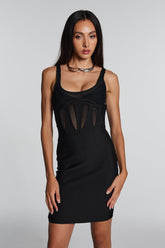 Nyomi durchsichtiges, ärmelloses Minikleid aus Netzstoff