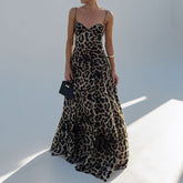 Elegant Leopard Print Suspender Dress