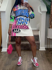 Indiebeautie – Bedrucktes T-Shirt-Kleid