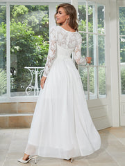 Contrast Lace Chiffon Wedding Dress