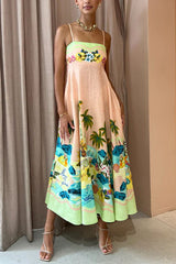 Suspender Printed Casual Dress