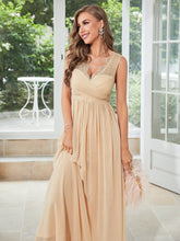 Champagner Chiffon Langes Partykleid