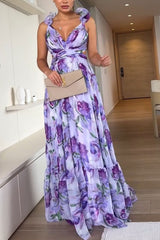 Chiffon Ruffled Printed Dress