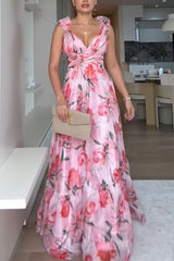 Chiffon Ruffled Printed Dress