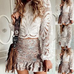 Weißes Spitzentop „Take My Chance“