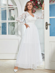 Contrast Lace Chiffon Wedding Dress
