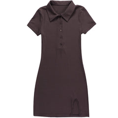 Polo Button Drop Shoulder Dress