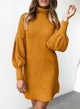 WARM TURTLENECK LONG SLEEVE KNITTED EVENING PARTY DRESSES