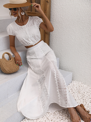 Neues kurzärmliges T-Shirt, zweiteiliger weißer Rock