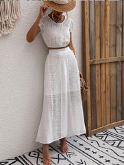 Neues kurzärmliges T-Shirt, zweiteiliger weißer Rock