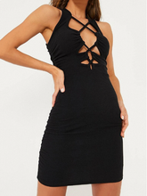 Hollow sexy elastic tight hip rope dress