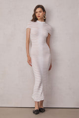 Rosemary – Gerüschtes Maxikleid mit Kreuzstrick