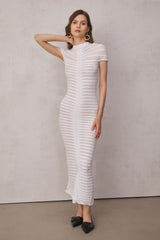 Rosemary – Gerüschtes Maxikleid mit Kreuzstrick