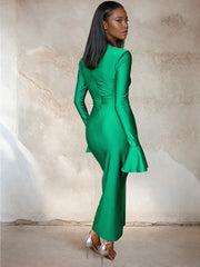 Maxikleid mit Cut-Outs vorne und langen ausgestellten Ärmeln