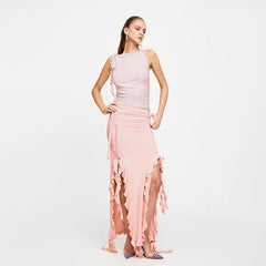 Set aus Tanktop und Maxi-Rüschenrock