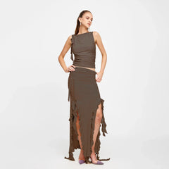 Set aus Tanktop und Maxi-Rüschenrock