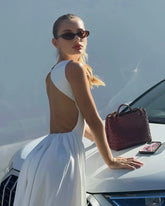 Sheath Midi Dress with Back Waist Cut-out