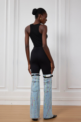 Saanvi Jeans mit farbigem Schnallendruck