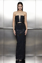 Salem, figurbetontes Maxikleid mit Strass