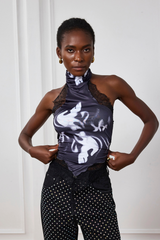 Rückenfreies Neckholder-Top aus Saphirspitze