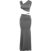 Asymmetric Two-Piece Skirt Set