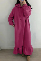 Solides Sweatshirtkleid mit Kapuze und Fischschwanz