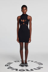 Stella – Ärmelloses Strickkleid mit Cut-outs in Schwarz