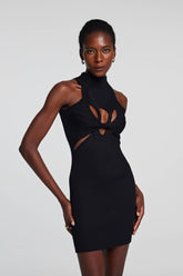 Stella – Ärmelloses Strickkleid mit Cut-outs in Schwarz