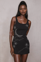 Sylvia – Himmelblaues Minikleid mit Strassverzierung