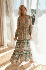 Love Blossoms Boho-Print Maxikleid mit hohem Schlitz – 3 Farben